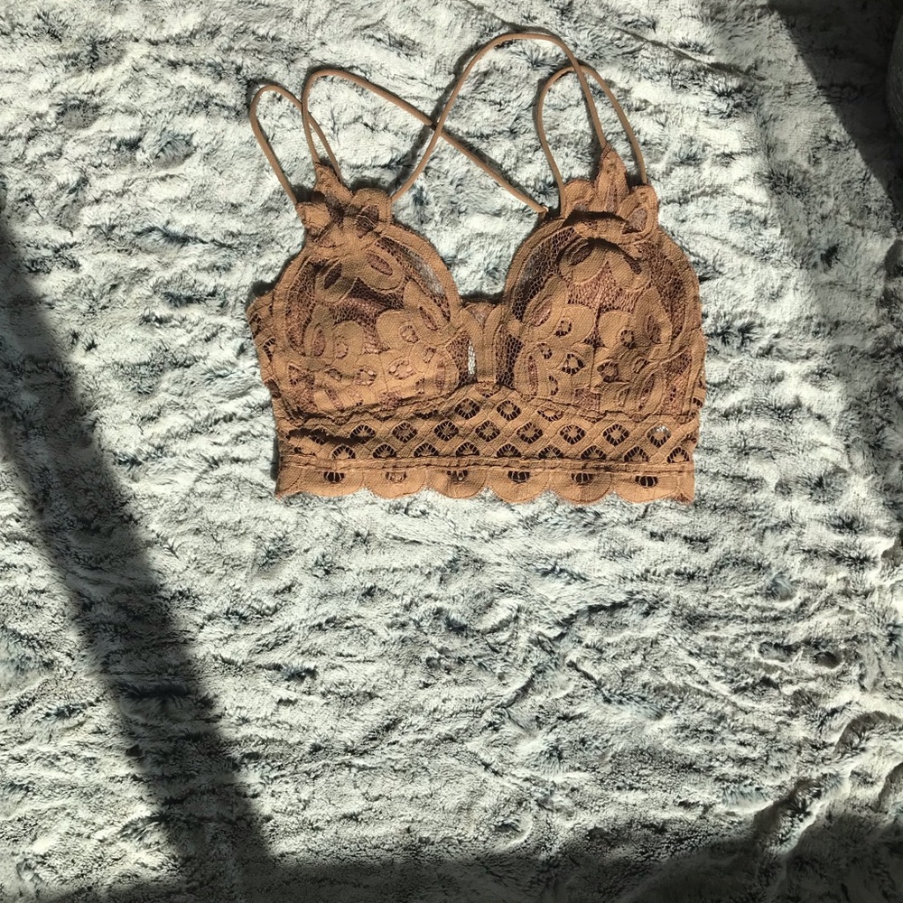 Zenana Outfitters Tan Lace Bralette Longline Wireless